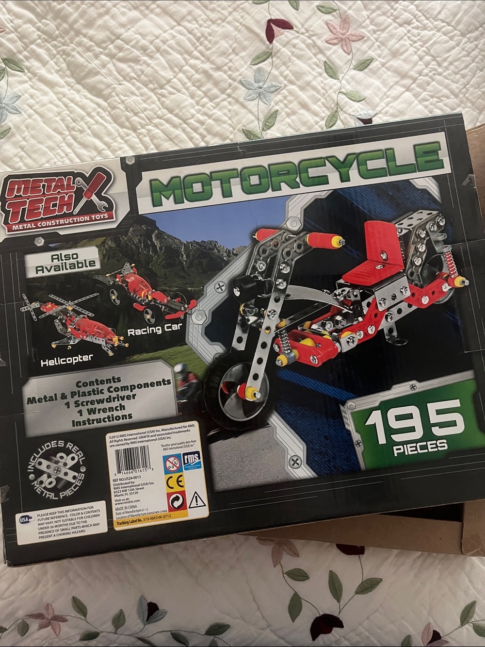 Motorcycle Construction Set - Red and Black - 195 Pieces